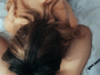 Mature BBW with big breasts jumps on my cock in lingerie.