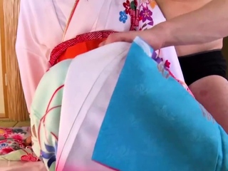 Kimono Bound Kanako is Greeted By a Horny Man