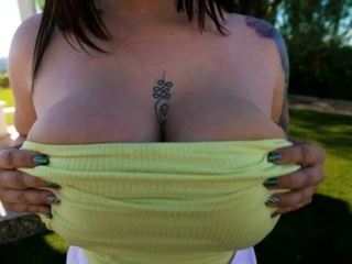 Tattooed Babe Avalon Mira Flaunts Her Big Tits Outdoors