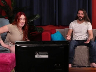 Sexy CFNM sluts sucking and wanking dick