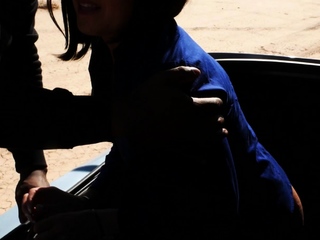 Pink labia close up of naive brunette