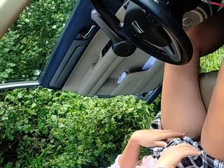 Public Car Masturbation with Sex Toy for Multiple Orgasms