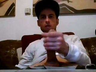 Ripped Stud Strokes His Big Cock to a Webcam Orgasm