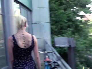 Pulled inked blonde cockriding stranger