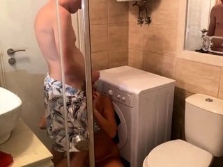 Stepmom Gets Fucked on the Washing Machine by Her Stepson!