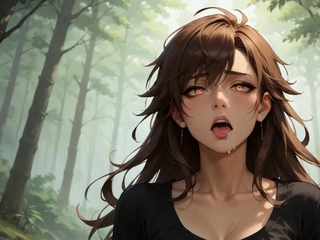 A super hot and blushing suck off in the misty forest
