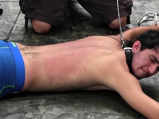 Juicy Dude Roped Down And Dominated