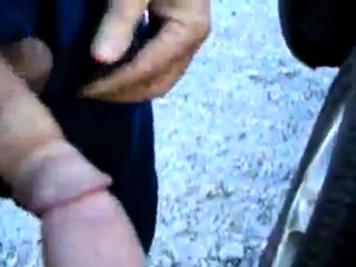 Outdoor Handjob with Silver Daddy