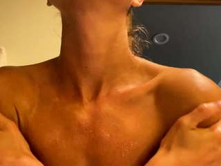 Solo masturbation with oil