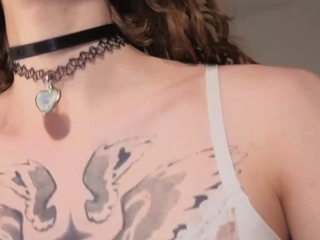 Tattooed Alt Girl Teases in Lingerie Webcam Show Part 4