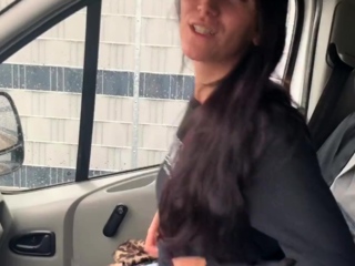 a truck driver fucked a amazing brunette in the woods