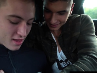 Two Muscular Teen Guys Hot Blowjob Action In Car