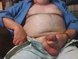 Hairy Grandpa Bear Strokes His Big Cock