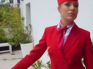 Pov of super-sexy flight attendants having sex